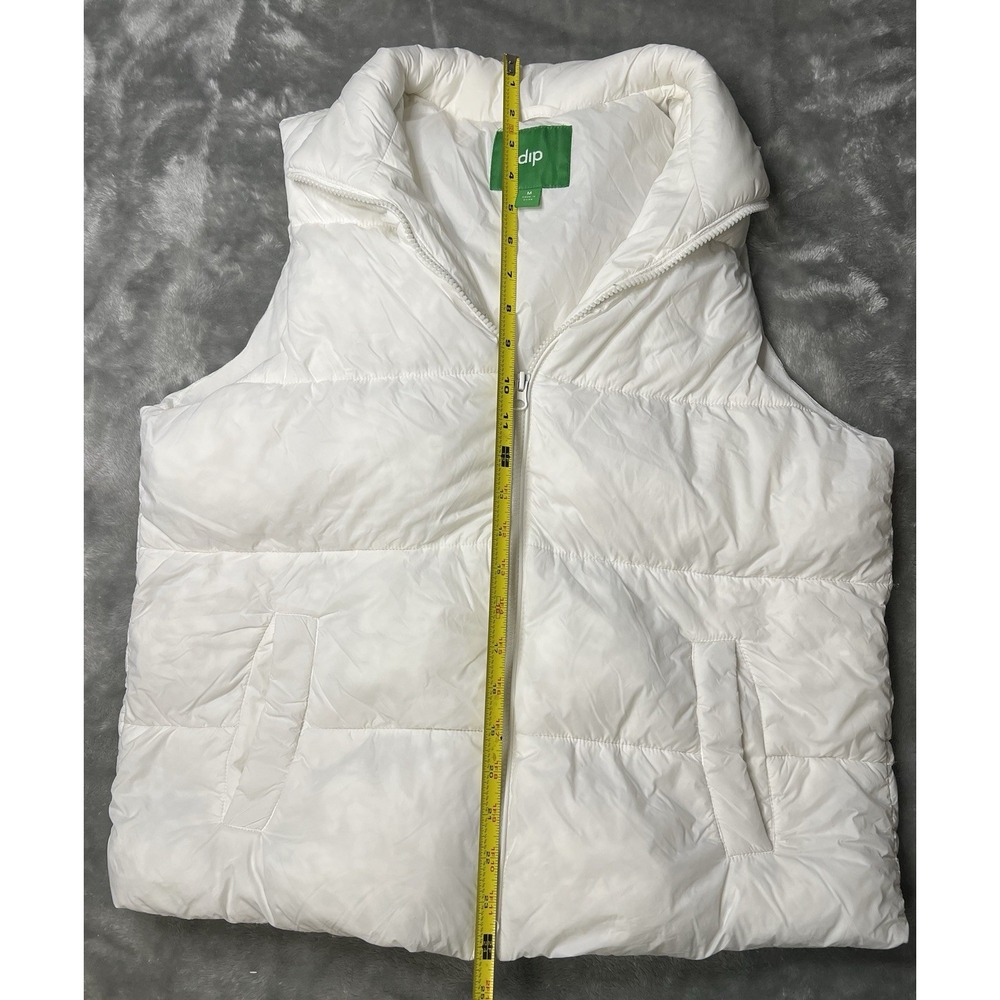 dip Women's White Insulated Puffer Vest Full Zip Collared Sleeveless M - Picture 13 of 16
